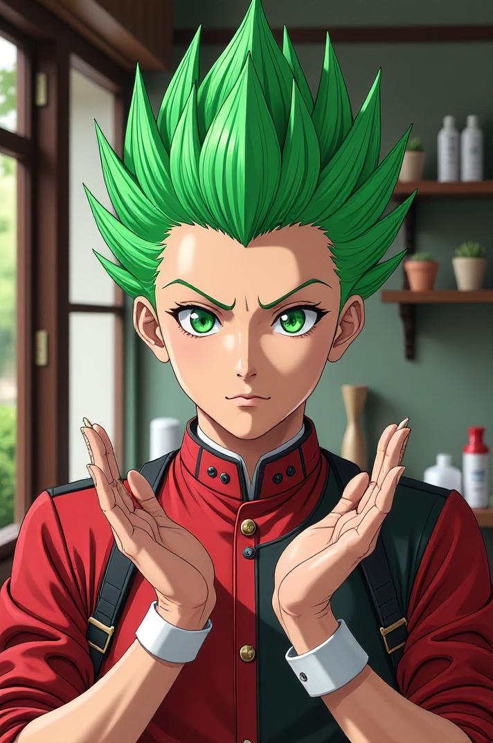 asian anime style marvel Wiccan masterpiece,best quality , asian anime, Mohawk Spike fern green hair