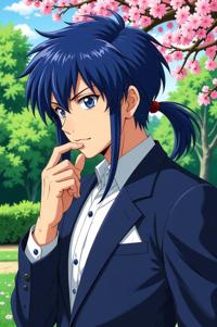asian anime style marvel Nighthawk masterpiece,best quality , asian anime, Pulled Back navy blue hair