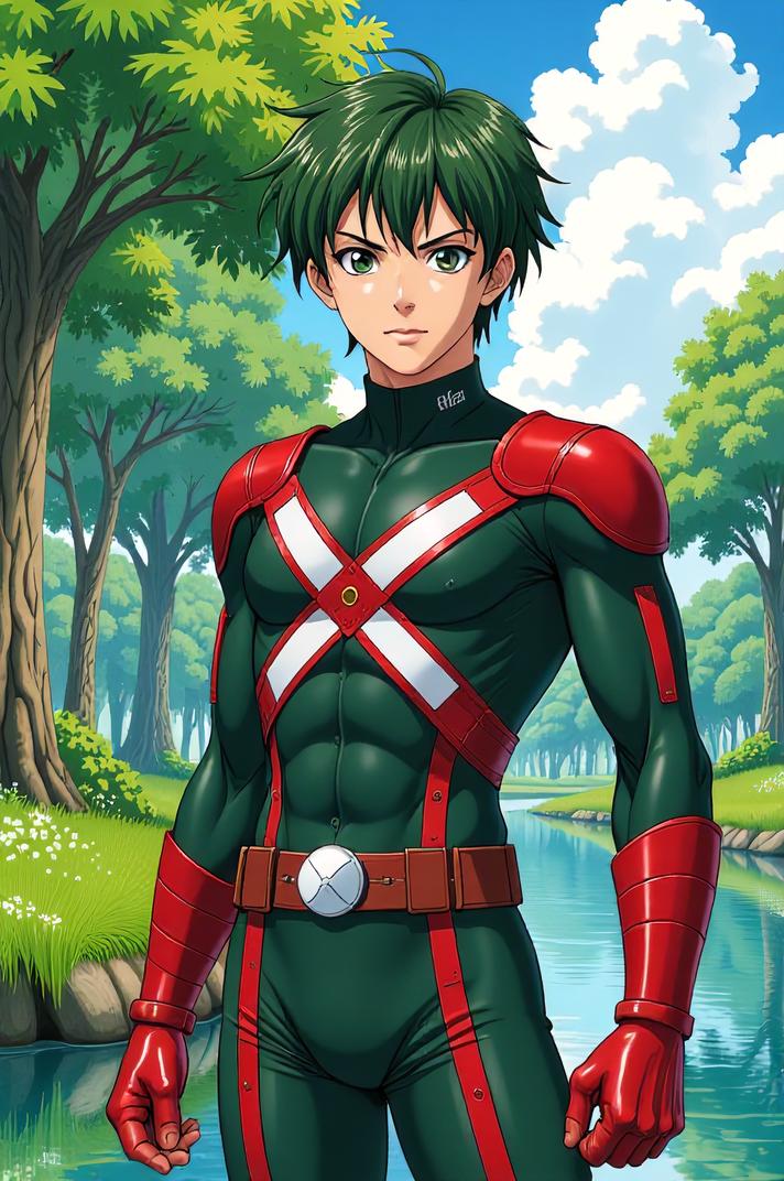 asian anime style marvel Captain Britain masterpiece,best quality , asian anime, Over Left Eye olive hair