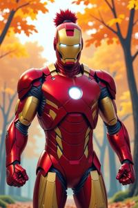 asian anime style marvel Iron Man masterpiece,best quality , asian anime, Bun orchid hair
