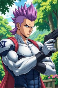 asian anime style marvel Quicksilver masterpiece,best quality , asian anime, Mohawk Fan mauve hair