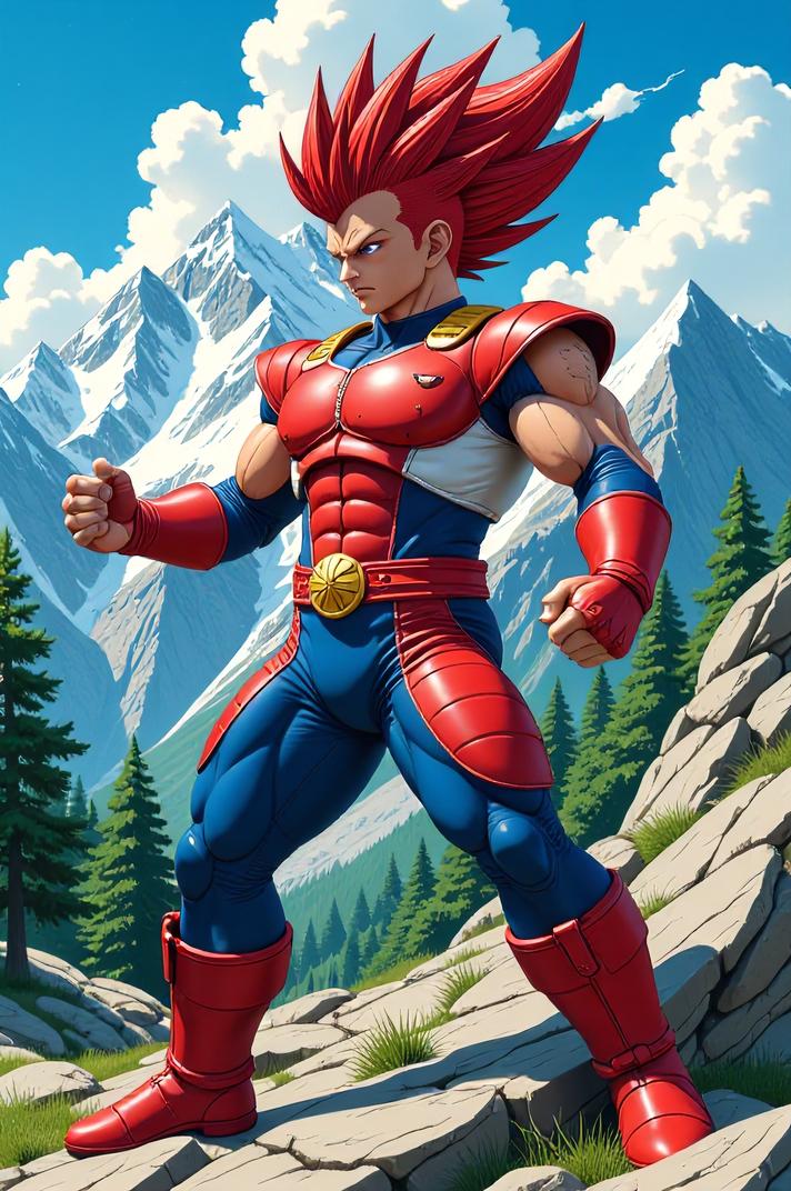 asian anime style marvel Major Victory masterpiece,best quality , asian anime, Mohawk Spike firebrick hair