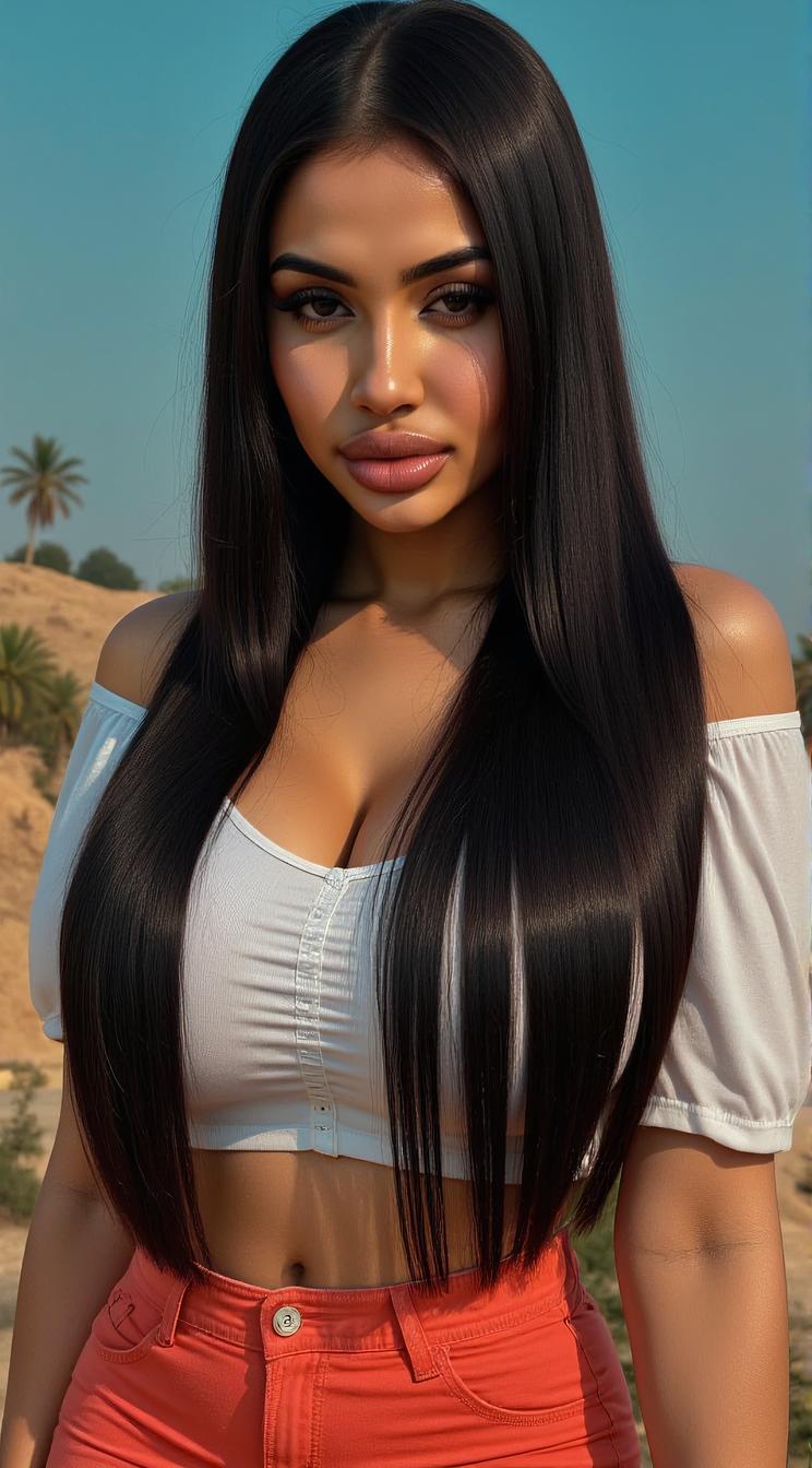 crazy fashion model, straight long black hair , Fashion photography of a Sri Lankan supermodel , dressed in fashion outfit from the Age of Rebellion