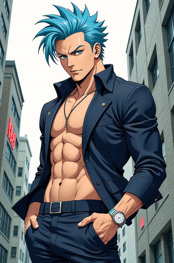 asian anime style marvel Foggy Nelson masterpiece,best quality , asian anime, Mohawk Fan powder blue hair