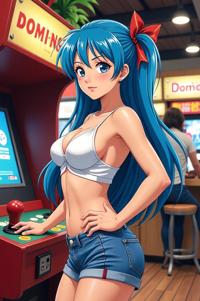 asian anime style marvel Domino masterpiece,best quality , asian anime, Rachel prussian blue hair