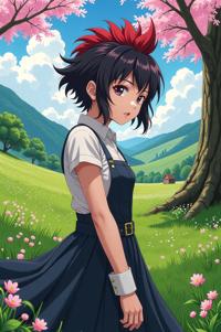 anime style masterpiece,best quality , Mohawk Short alizarin hair, spring