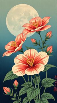 ukiyo e art stylized by Koson Ohara, flowers art, Pictorialism illustration, I can t tell you why