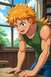 asian anime style marvel Beta Ray Bill masterpiece,best quality , asian anime, Mullet apricot hair