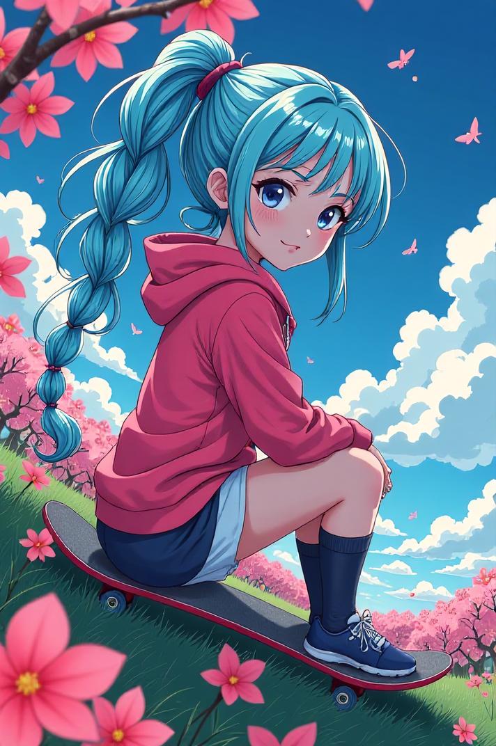 anime style masterpiece,best quality , Cornrows periwinkle hair, spring