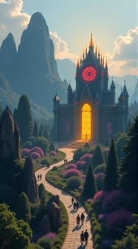 Concept art, landscape of a Absurd Holy Luminescent Lothlorien, Fearful, Knightcore