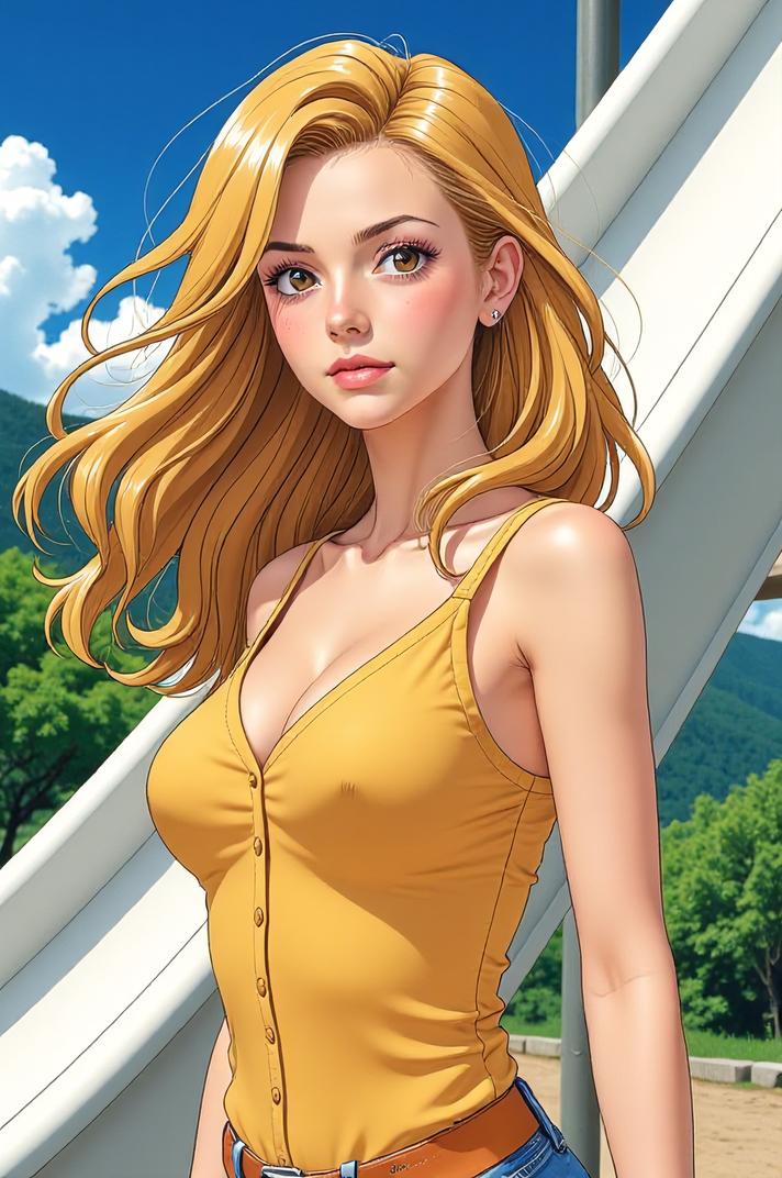 asian anime style marvel Julia Carpenter masterpiece,best quality , asian anime, Mullet goldenrod hair