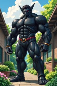 asian anime style marvel Black Goliath masterpiece,best quality , asian anime, Grungey Behind Ears raw umber hair