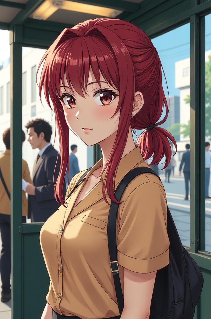 chinese anime style masterpiece,best quality , chinese anime, Mullet burgundy hair
