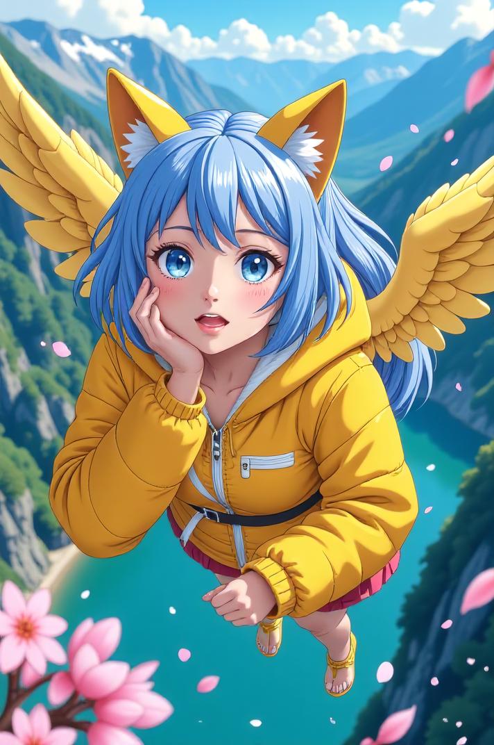 anime style masterpiece,best quality , Center Parting periwinkle hair, spring