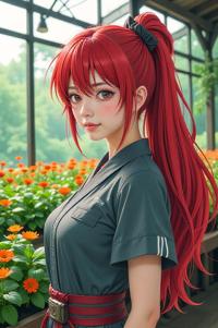 chinese anime style masterpiece,best quality , chinese anime, Greased Back vermilion hair