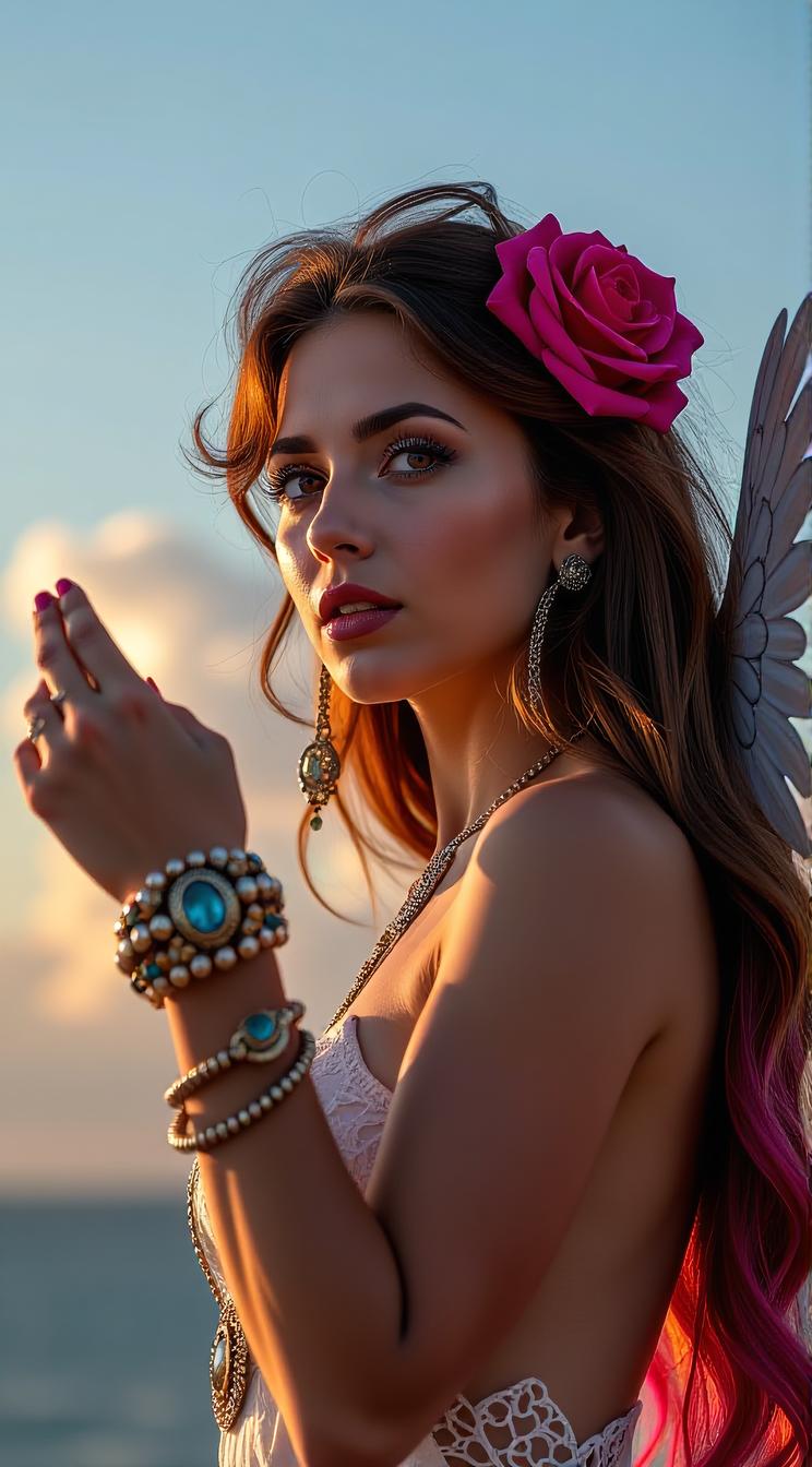 pop art stylized by Tristan Eaton , Baroque Female Seraphim, Bracelet, Unique Severed limb