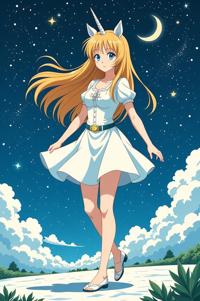 anime style masterpiece,best quality , Over Left Eye yellow hair, summer