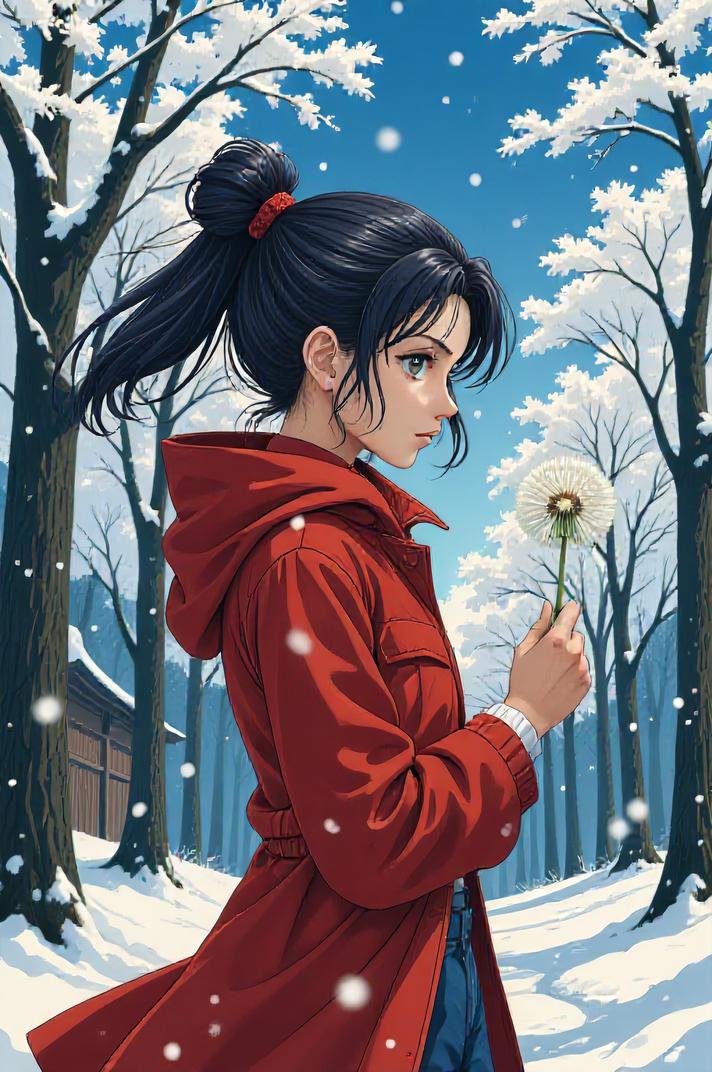 asian anime style masterpiece,best quality , asian anime, Pulled Back dandelion hair
