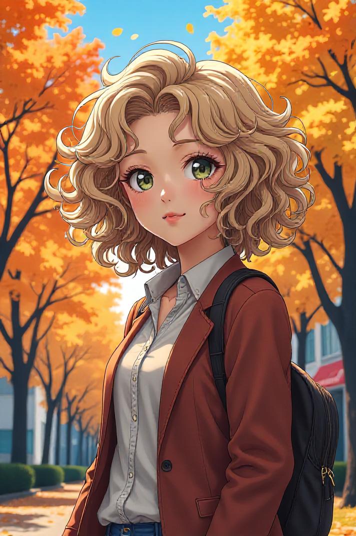 asian anime style masterpiece,best quality , asian anime, Top Curls ecru hair