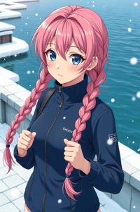 asian anime style masterpiece,best quality , asian anime, Longer Braids pink hair