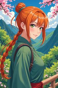 asian anime style masterpiece,best quality , asian anime, Greased Back tangerine hair