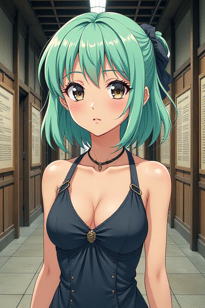 asian anime style masterpiece,best quality , asian anime, Grungey mint green hair