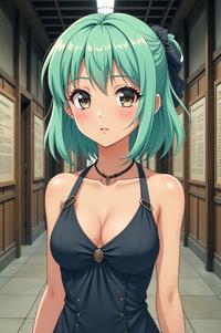 asian anime style masterpiece,best quality , asian anime, Grungey mint green hair