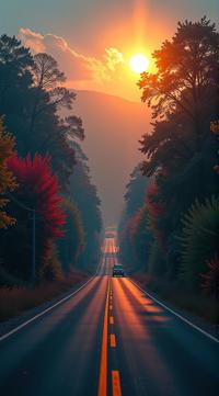 Pastels artwork, hyper detailed, Realistic Road, in a Matrix setting