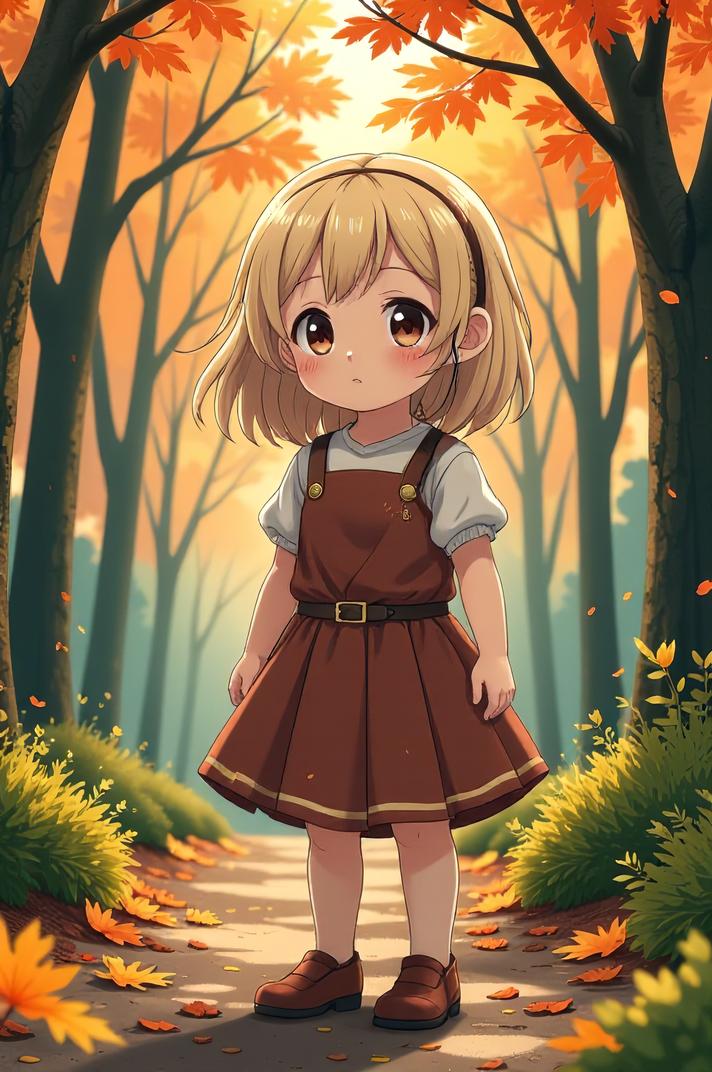 anime style masterpiece,best quality , Bald russet hair, autumn