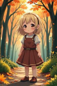 anime style masterpiece,best quality , Bald russet hair, autumn