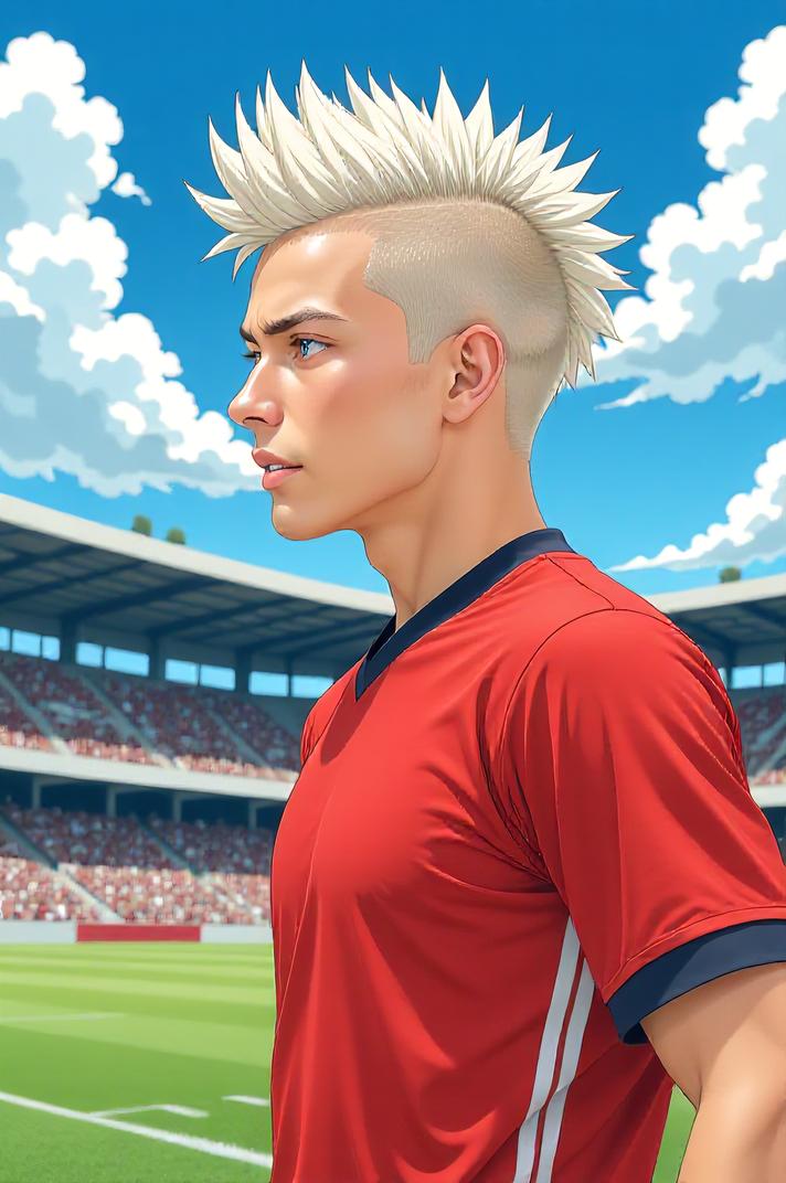 asian anime style masterpiece,best quality , asian anime, Mohawk Short platinum hair