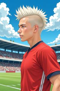asian anime style masterpiece,best quality , asian anime, Mohawk Short platinum hair