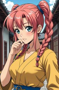 asian anime style marvel Iron Fist masterpiece,best quality , asian anime, Pony Tail Braids peach hair