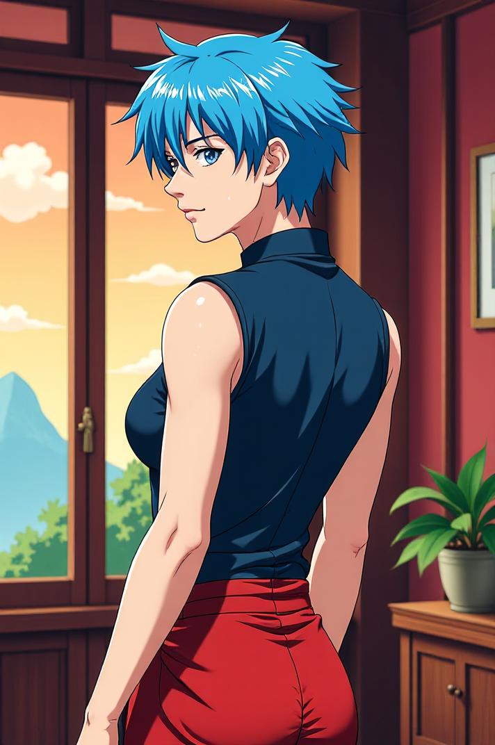 asian anime style marvel Noh Varr masterpiece,best quality , asian anime, Greased Back blue hair