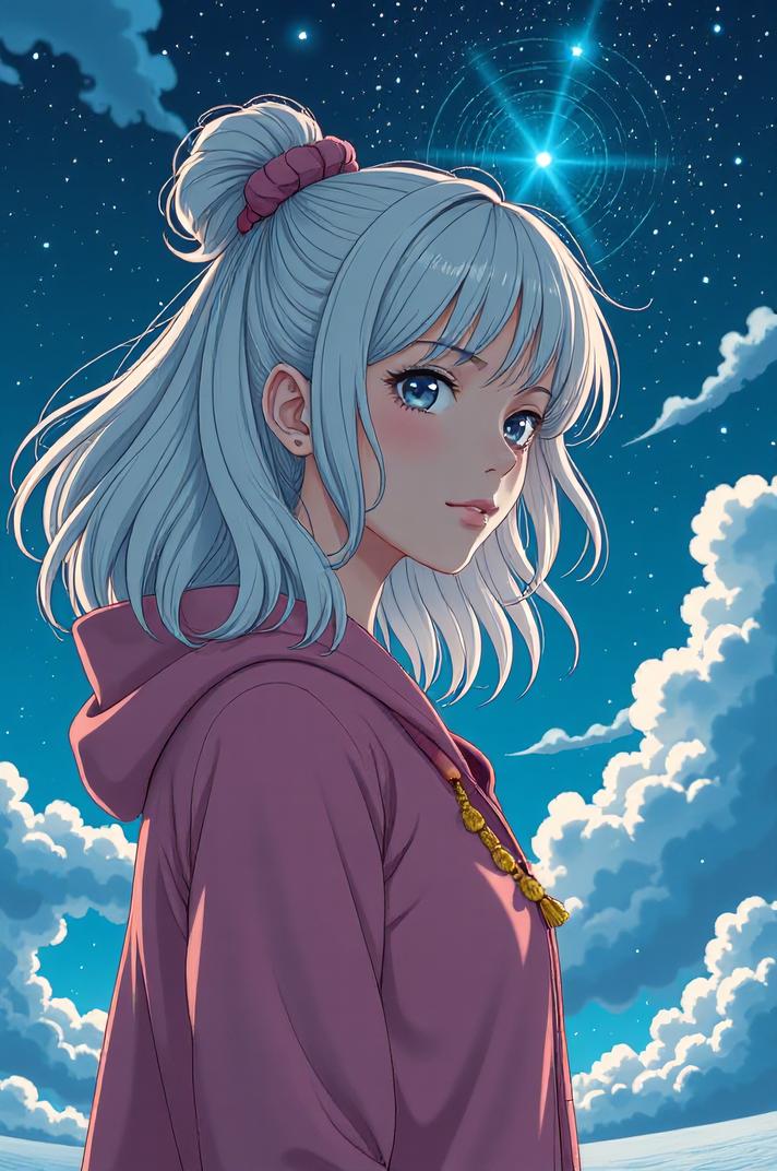 anime style masterpiece,best quality , Over Left Eye papaya whip hair, winter