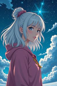 anime style masterpiece,best quality , Over Left Eye papaya whip hair, winter