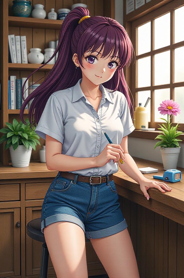 asian anime style masterpiece,best quality , asian anime, Mullet amaranth hair