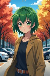asian anime style masterpiece,best quality , asian anime, Over Eye pine green hair