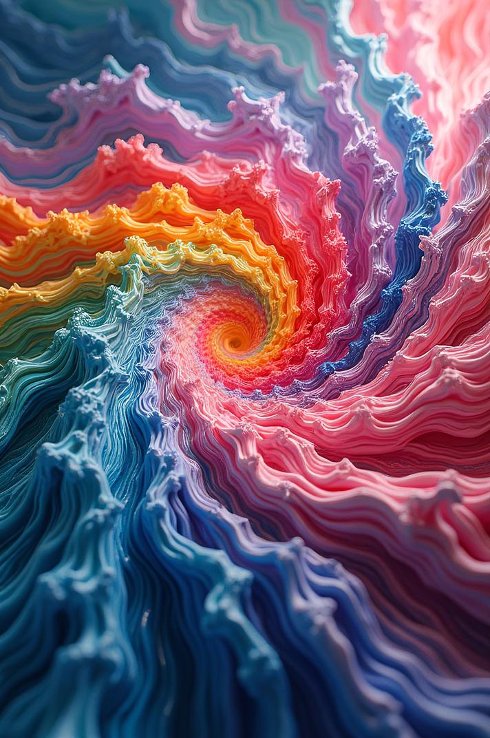 a tornado of color hyperrealistic multi colored streams flowing like water but expanding like air unbound by gravity in a d space each particle racing towards the edges of the frame