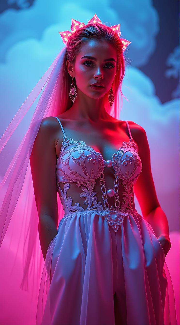 Fashion shot of a Divine Smite , ultrafine detailed, Confused, Neon Light