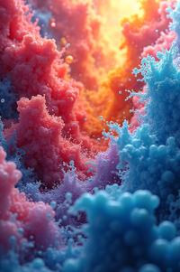 a tornado of color hyperrealistic multi colored streams flowing like water but expanding like air unbound by gravity in a d space each particle racing towards the edges of the frame