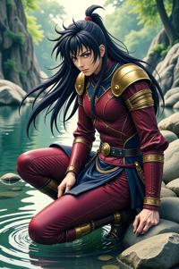 asian anime style marvel Paladin masterpiece,best quality , asian anime, Grungey Long caput mortuum hair