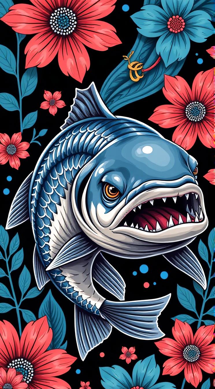 Salmon , fauna, pop art, street art designed by Tristan Eaton