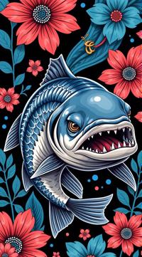 Salmon , fauna, pop art, street art designed by Tristan Eaton