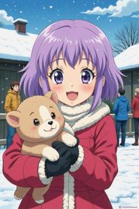 asian anime style masterpiece,best quality , asian anime, Bob Curly lavender hair