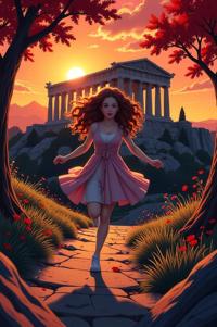 anime style masterpiece,best quality , Long Curly firebrick hair, autumn