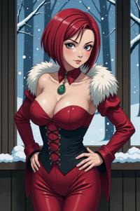 anime style masterpiece,best quality , Crew Cut sangria hair, winter