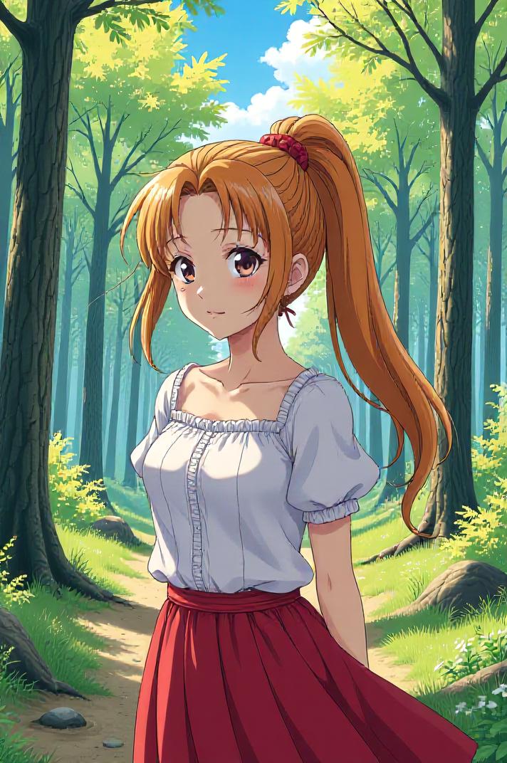 asian anime style masterpiece,best quality , asian anime, Pony Tail amber hair