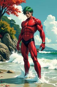 asian anime style marvel Silver Surfer masterpiece,best quality , asian anime, Grungey Parted forest green hair