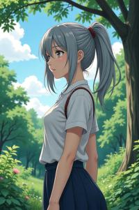 asian anime style masterpiece,best quality , asian anime, Pulled Back slate grey hair